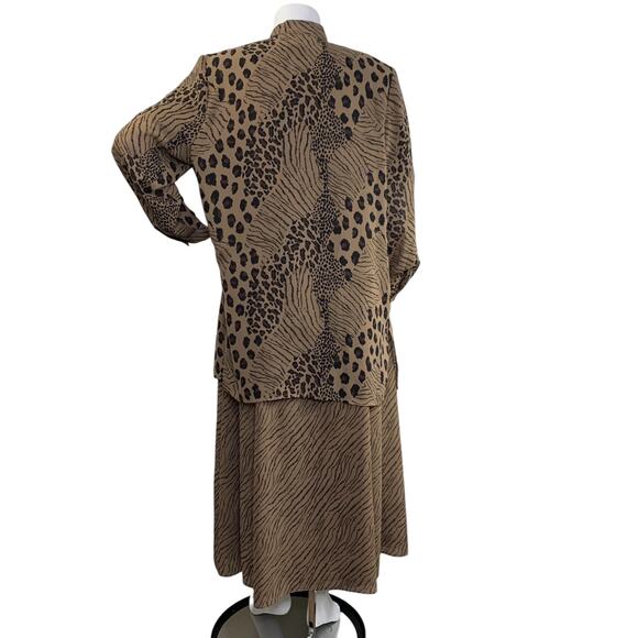 Nygard Collection Skirt Set Size 16 Animal Print Blouse Brown Black Vintage Maxi - Picture 6 of 13